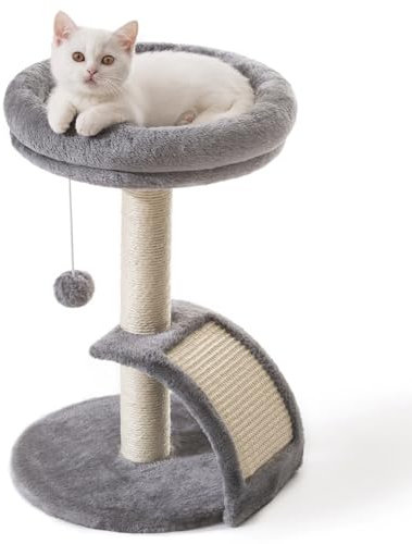 Goozii Cat Tree Tower with Cat Bed and Scratching Posts for Indoor Cats with Cat Tower with Hanging Ball Toys (Grey)