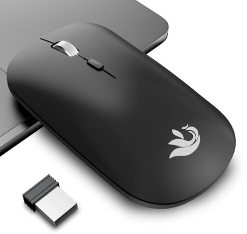 2.4G Wireless Mouse for Laptop Silent Portable 30 Months Long Battery Life Bluetooth Mouse Cordless Design with USB Receiver Computer Mouse for PC/Windows/Android/iOS/MAC(Black)