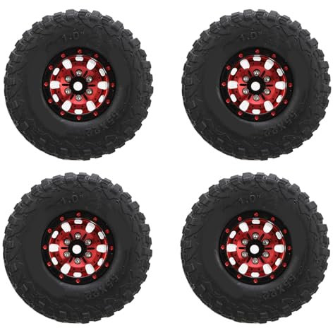 Fabater RC-Car-Radreifen, Feststellreifen-Design, Aluminiumlegierung, Gummi, Stabil, 1/18 RC-Crawler-Radreifen für Zubehör (Rot 0,3 x 0,1 mm)