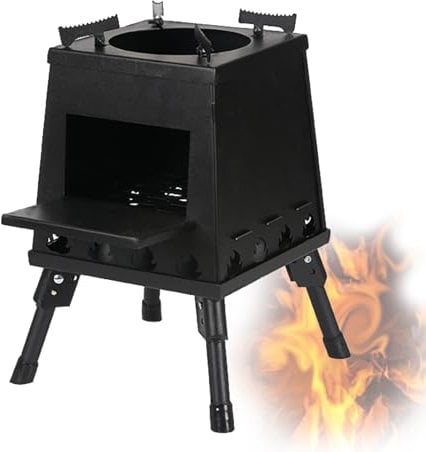 Holzofen, Tragbarer Kohlenstoffstahlofen, Zusammenklappbares Warmzelt Zum Kochen Und Heizen Im Freien, Campingholz, Wandern, Campingöfen, Camping-holzofen, Lagerfeuer-Kochen, Faltbar, Leicht (Klein)