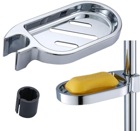 ABS Shower Soap Dish - Clip-on Adjustable Shower Gadget FOR 22MM Tube/Pipe/Rod/Pole