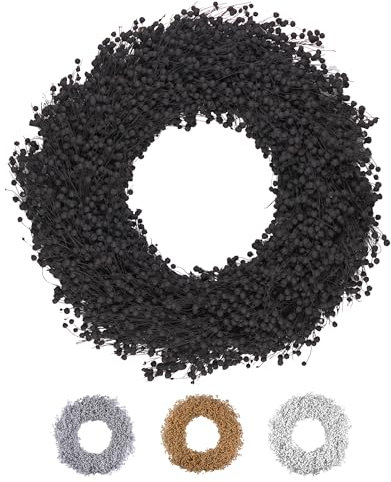 PHILARO Flachskranz Ø 40cm Schwarz - kein Plastik I Trockenblumen Premium Qualität aus Europa - Trockenblumenkranz - Türkranz - Tischkranz - Wandkranz - Flachskranz