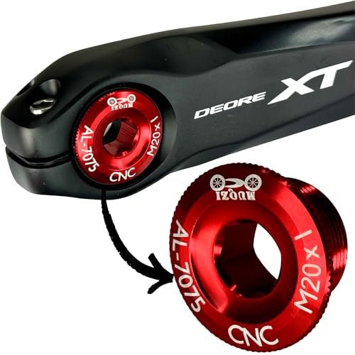 F26 SL M20 x 1 Tuning Fahrrad Kurbelarm Kurbelschraube passend für MTB & Road Hollowtech II Kurbeln I Deore I SLX I XT I XTR I 105 I Ultegra I Dura Ace (Rot)
