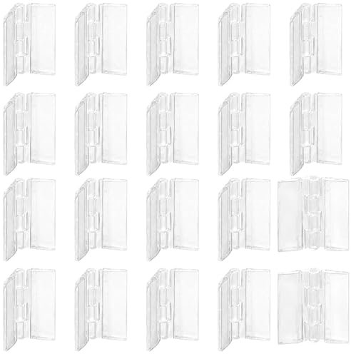 Paotxpum 20 PCS Clear Mini Plastic Hinges Acrylic Hinges Mini Hinge Transparent Plastic Hinges Continuous Piano Hinge Folding Hinge Tools for Crafts, Aquarium Lid, Cabinet, Furniture