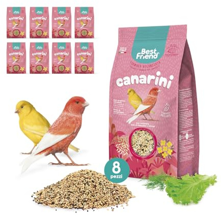 Best Friend Mangime Completo per Canarini con Ravizzone, Semi di Finocchio e Lattuga Mangime per gli uccelli con Ingredienti Naturali, Qualità 100% Made in Italy | Confezione da 8 pacchi