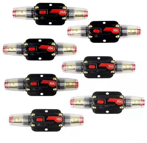 VRTYVEYBB Leitungsschutzschalter mit manuellem Reset für 12V 24V DC Systeme schützt Verstärker vor Überlaststrom in Fahrzeugen und Booten (60A)