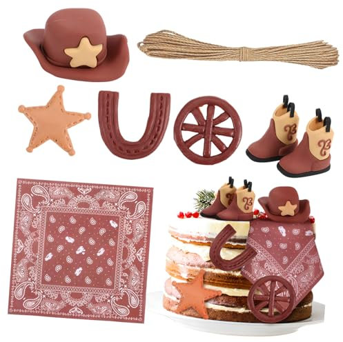 OKUMEYR Cowboy Cake Topper Western Party Decor Western Cake Decorations Party Suit Birthday Decors