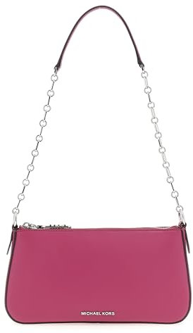 Michael Kors Women Md Chain Pouchette Hand Bag, Wild Berry