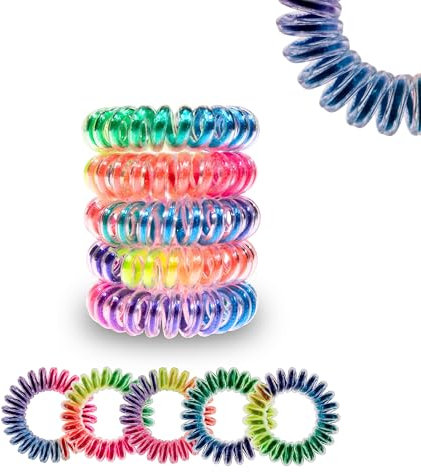 Specora - Spiral Haargummi 5er Pack - 4cm TPU bunt regenbogen