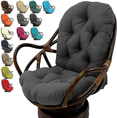 DONGGANSHI Drehbares Schaukelstuhlkissen für den Außenbereich, wasserdichtes und bequemes Papasan-Schaukelstuhl-Hängemattenpolster + hohe Rückenlehne, Rattan-Eierstuhlkissen, 120 x 60 cm (Far