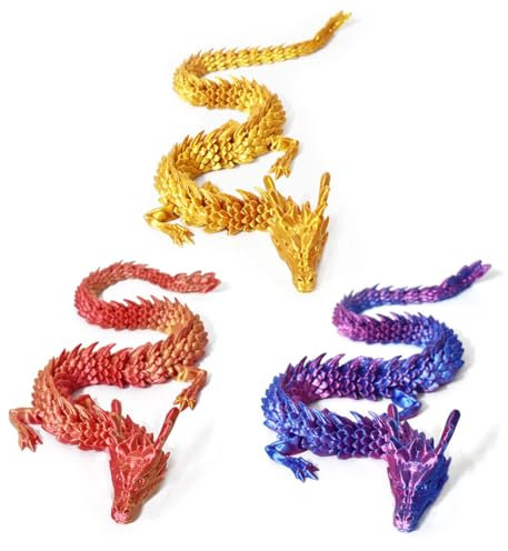 CATOR 3 pièces Dragon Imprimé en 3D, 13 cmjouet dragon Jouet de Dragon Surprise pour Cadeaux Adultes Enfants Dragon Figurine Mobile pour Easter Jour de Noël décoration de Bureau