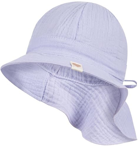 Smarilla Schirmmütze Babymütze Mädchen mit Nackenschutz Sommer Musselin, Bekleidungsgröße: 50-52, Farbe: Flieder