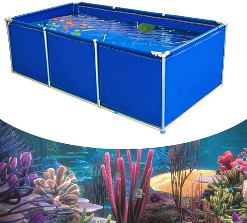 Dtyubfg Piscina Elevada para Acuario, Estanque De Peces para Exteriores con Estructura Duradera, Lona Plegable Grande para Exteriores, para Cría De Koi Agrícola, Fácil De Instalar