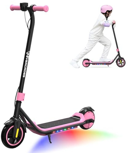 EVERCROSS Elektroroller für Kinder, 7 Leichter Elektroroller für Kinder 6-12 Jahren, Elektroscooter mit 15KM Reichweite und 7-Farbigen Lichtern, E Scooter mit 3 Geschwindigkeitsmodi (8/12/16 km/h)