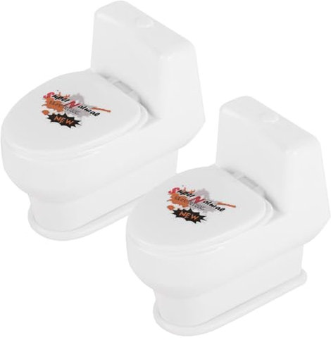 NASSMOSSE 2pcs Mini -Toilette, Streichspielzeug mit 3D Poo Emoticon, 4 Zoll Wasserspielzeug, lustiges Schießen Sie das Poop -Spiel für Kinder ab