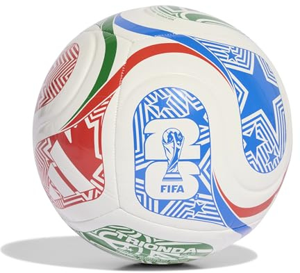 adidas Unisex FIFA World Cup 26 Trionda Club Ball, White/Vivid red/Glory Blue/Green, 4