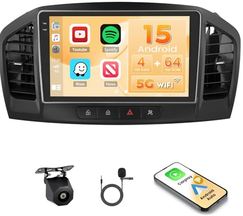 Hikity 4G+64G Android 15 Radio Coche Opel Insignia 2008-2012 9 CarPlay | Android Auto Inalámbrico. BT. GPS. WiFi. FM/RDS. Cámara+MIC. Incell Touchscreen
