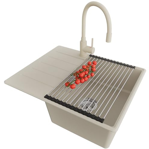 PRIMAGRAN Granitspüle ab 45er Unterschrank + Küchenarmatur, 62x50cm