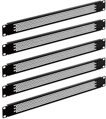 Tecmojo 1HE Blindblende, Rackmontageplatte für 19-Zoll-Serverschränke, Netzwerkschränke, Gehäuse und Racks, Schwarz (Perforiert, 5 Stück)