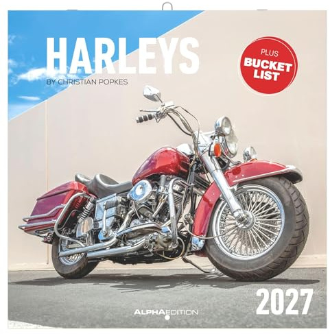 Harleys 2027: Wandkalender 30x30 cm (30x60 cm geöffnet) mit Notizkalendarium, Fotografien von Christian Popkes und Bucket-List