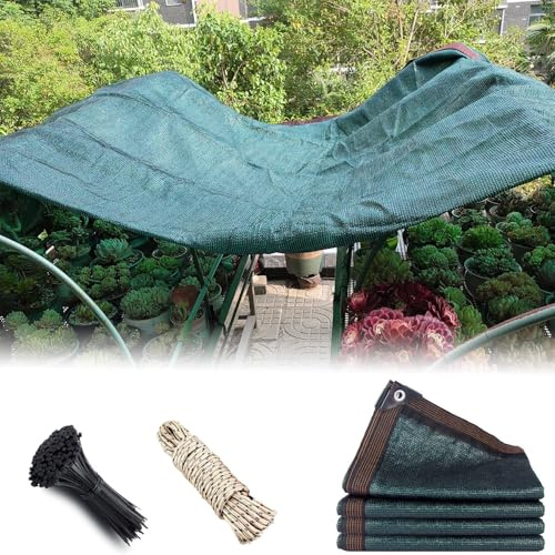Telo Ombreggiante Verde 3 5 6 8 9 11 15 18 M, Rete Ombreggiante con Occhielli, Tende da Sole per Balconi, Rete Oscurante per Recinzione Giardino Pergola(6 x 8m)