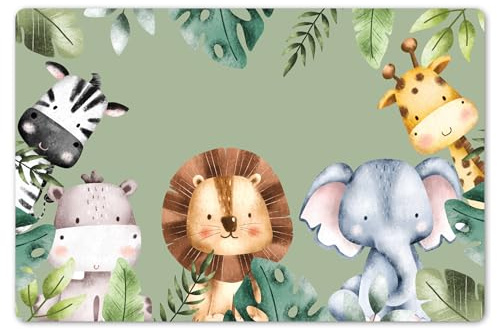 OnlyWow© Platzsets Abwaschbar 1-Teilig Tischsets Platzdeckchen Platzset | 45x30 cm - Unterlage Tischset Esstisch Edle Tischunterlage Placemat Tiere - Aquarell - Kind - Natur