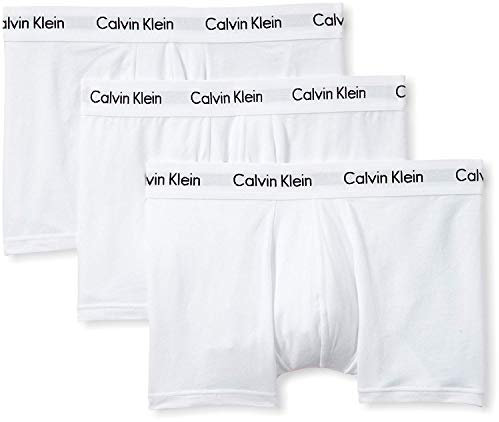 Calvin Klein Pantaloncini Boxer Confezione da 3 Uomo Low Rise Trunks Cotone Elasticizzato, Bianco (White), XL