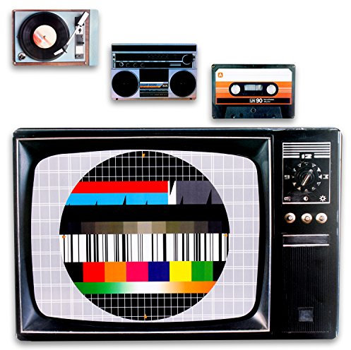 Set de 4 manteles individuales de plástico con diseño retro de los 80s, cassette, disco, equipo de música