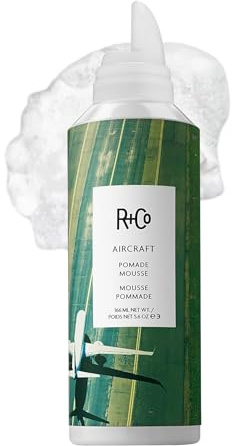 R+Co Aircraft Pomade Mousse - Lightweight Non-Sticky Styling Foam for Texture, Volume & Definition - Anti-Frizz Heat Protectant for Lived-In Hair - Any Hair Type - Vegan & Paraben-Free - 5.6oz