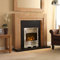 Electric Oak Wood Surround Black Flat Wall Silver Flame Fire Set LED Fireplace Suite Large 54