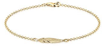 Elli Armband Damen Feder Anhänger Boho in 925 Sterling Silber (vergoldet)