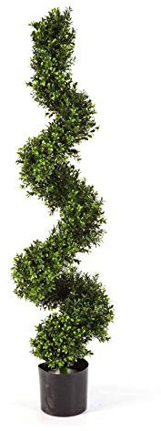 artplants.de Künstliche Buchsbaum Spirale Tom, 1350 Blätter, grün, 135cm - Deko Baum - Kunst Buchsbaum