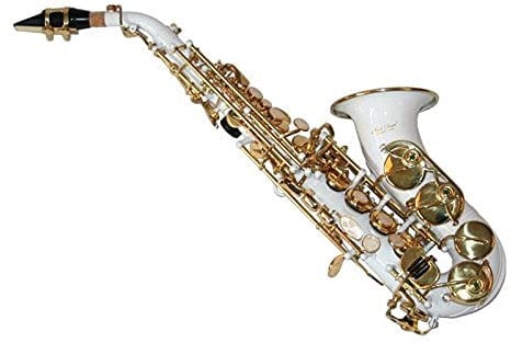 Karl Glaser Sopran Saxophon, gebogen, weiß/gold, mit Koffer