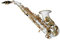 Karl Glaser Sopran Saxophon, gebogen, weiß/gold, mit Koffer