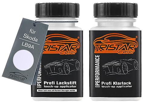 TRISTARcolor Autolack Lackstift Set für Skoda LB9A Candy White Basislack Klarlack je 50ml