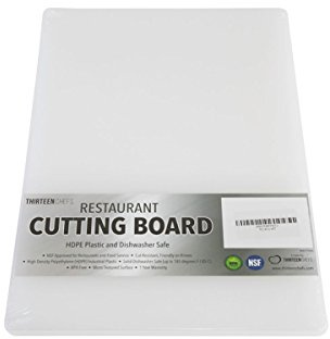 Thirteen Chefs Professional Plastic Cutting Board, HDPE Poly for Restaurants, Dishwasher Safe and BPA Free White 18 x 12 x 1/2