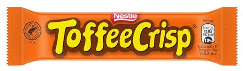 Toffee Crisp Bar - Chewy Toffee & Crisp Cereal, 38g | Delicious soft caramel & crispy cereal pieces, all encased in a smooth milk chocolate flavour coating; perfect for sharing