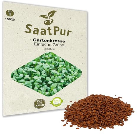 SaatPur Gartenkresse einfache grüne Samen, Saatgut für ca. 2500 Pflanzen
