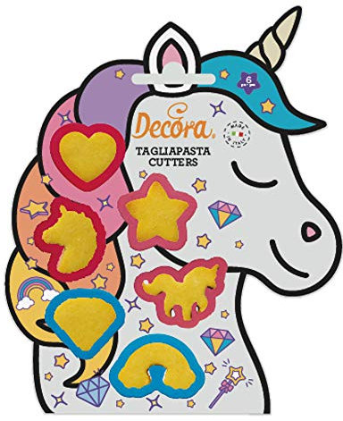 Decora 0255064 Set 6 Tagliapasta Mini Unicorno, In Plastica, Il Kit Ideale per Creare Decorazioni in Pasta di Zucchero o di Gomma, Made in Italy, Design originale. Confezione da 6 pezzi.