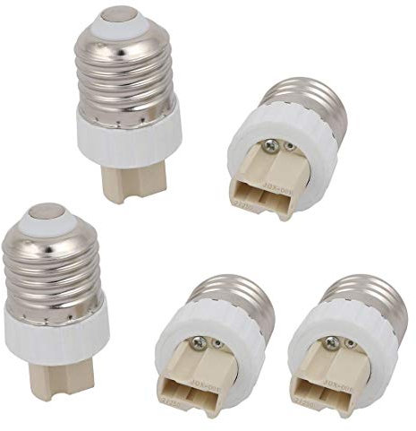 5 adattatori convertitore da E27 a G9 per lampada, con portalampada, colore: bianco