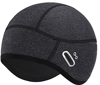 QIMEI-SHOP Fahrrad Mütze Winddicht Helm-Unterziehmütze Atmungsaktiv Thermal Skull Cap Wintermütze für Herren Damen Radfahren Skifahren Laufen Grau