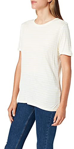 NA-KD Striped Viscose tee Camiseta, Rayas Amarillas y Blancas, S para Mujer
