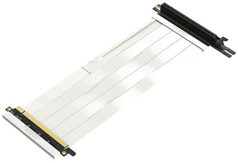 LINKUP - Cable Montante Ultra PCIe4.0 X16 [RTX4090 RX6950XT x570 Z690 Probado] Conector Blindado Gaming PCI Express Gen4 Reverse PCIE con Enchufe 270°(24cm)Compatible con NZXT H1 sin Tornillo┃Blanco