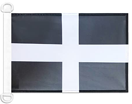 AZ FLAG Saint Piran's Boat Flag 45x30 cm Mesh Polyester Plastic Rings | Outdoor and marine use Cornwall 12x18 in boat flag weather resistant with double stitched seams and reinforced edges