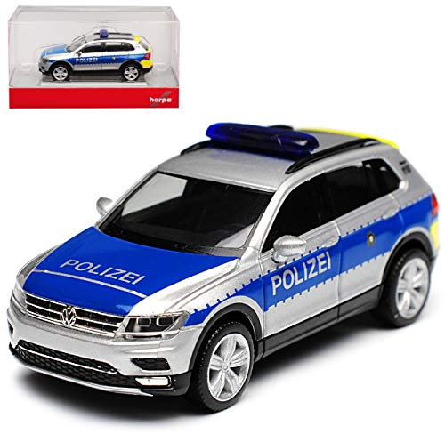 Volkwagen Tiguan II Polizei Wiesbaden Hessen Silber 2. Generation Ab 2015 H0 1/87 Herpa Modell Auto