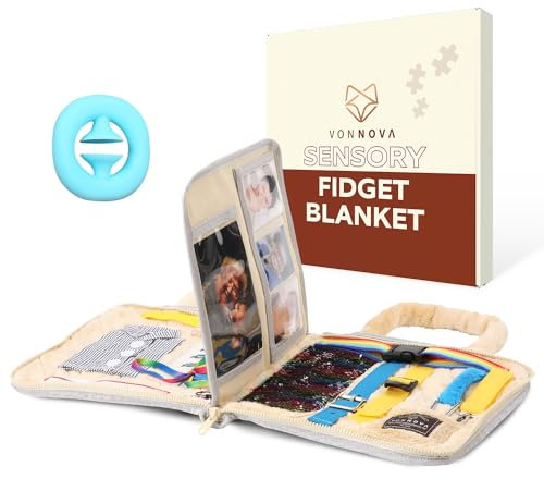 VonNova Fidget Blanket – Demenzprodukte für ältere Menschen – Fidget-Decke für Erwachsene mit Demenz – Alzheimer-Aktivitäten – Schoßdecken für ältere Menschen – Busy Board