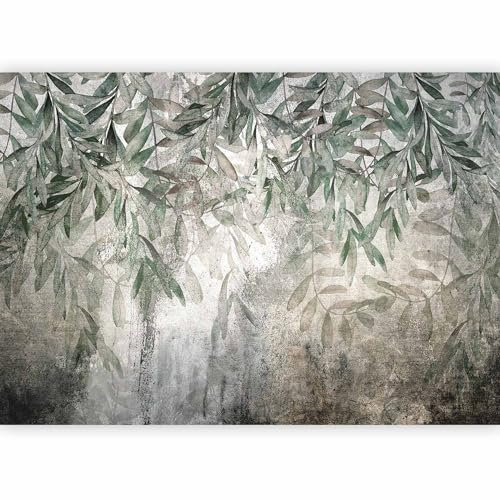 murando - Papier peint panoramique nature 350x256 cm - Revêtement mural décoration pour chambre salon - Design moderne - Marron blanc vert - Texture de fond des feuilles des plantes b-C-0994-a-a