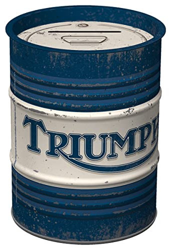 Nostalgic-Art Retro Spardose, 600 ml, Triumph – Oil Barrel – Geschenk-Idee für Biker, Original Lizenzprodukt (OLP), Sparschwein aus Metall, Vintage Blech-Sparbüchse