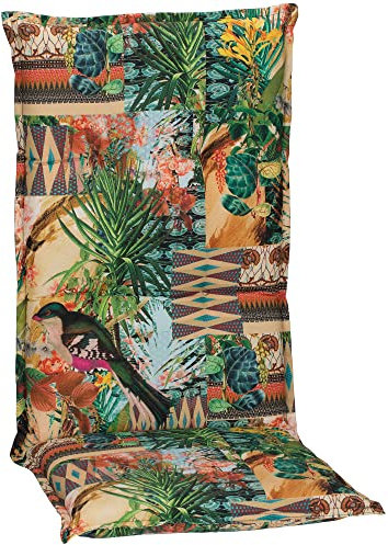 NYVI Hochlehner Auflage Piemont - 118x46x8 cm Dschungel - Extra Starker 8cm Sitzpolster - Gartenmöbel Auflage mit Halteband & Bindebändern