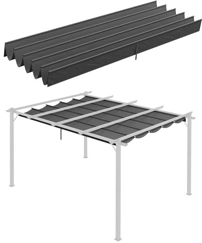 Outsunny Tetto per Gazebo Pergola con 10 Fori di Drenaggio, Telo di Ricambio per Gazebo in Poliestere Traspirante per Pergola da Giardino da 4x3 m, Grigio Scuro